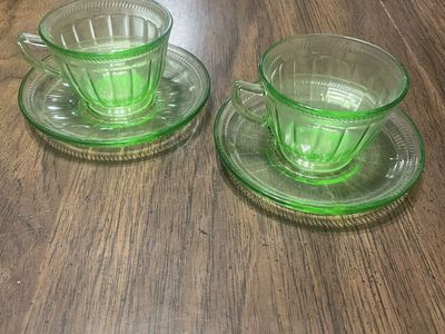 Uranium glass teacups