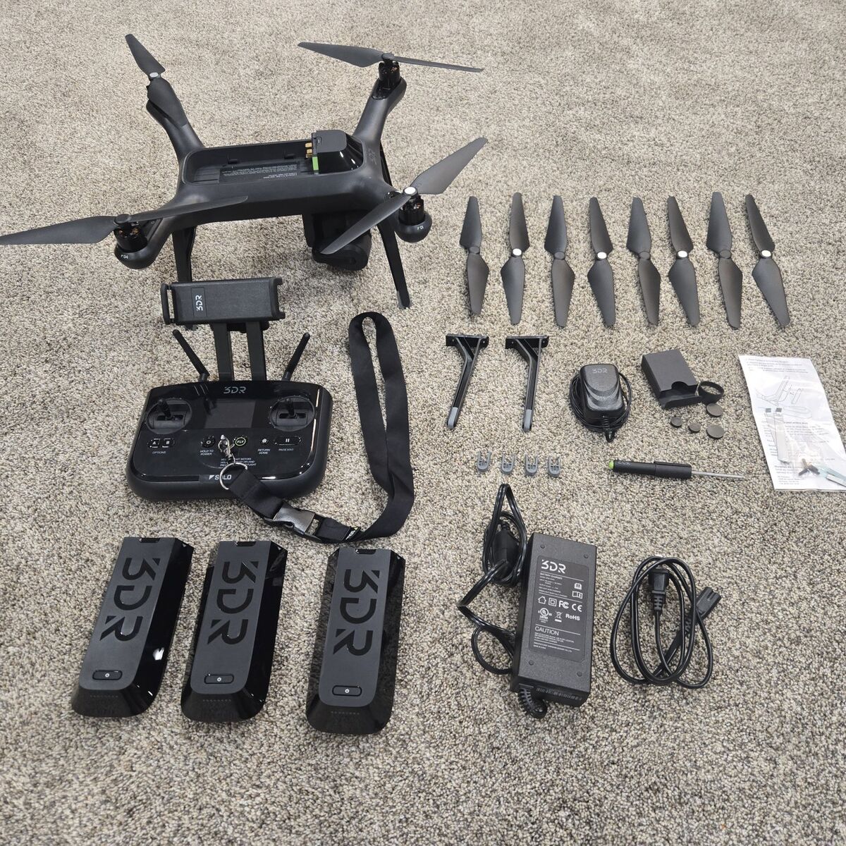 3DR Solo Smart Drone Bundle - Complete Kit w/ 3 Ba