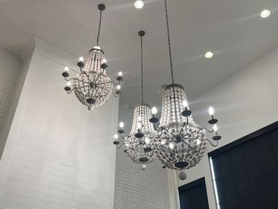 Set Of 3 - White beaded 8 Candle Chandelier