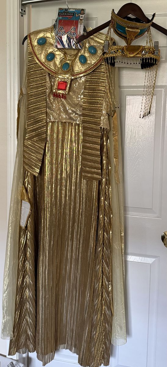 Adult Cleopatra Egyptian Queen Costume with Accessories - Gold, Size XL