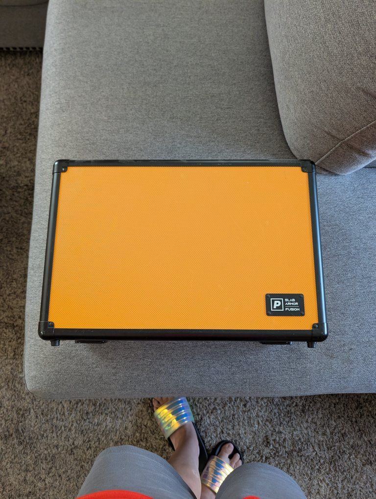 Slab Armor Trading Card Storage Case - Orange, Hard Shell, Combination Locks and Top Loaders