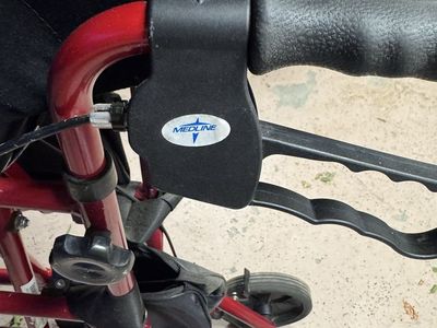 Medline Combination Transport Chair and Rollator Walker - Burgundy Red