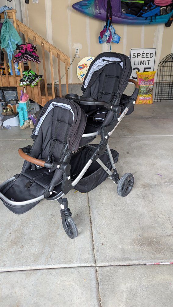 Mockingbird double stroller with extras