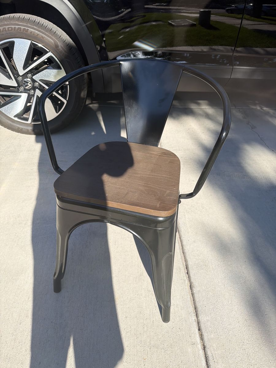 Industrial Style Black Metal & Wood Dining Chair - Modern Accent Seating 4 for $100