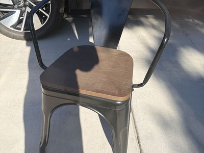 Industrial Style Black Metal & Wood Dining Chair - Modern Accent Seating 4 for $100