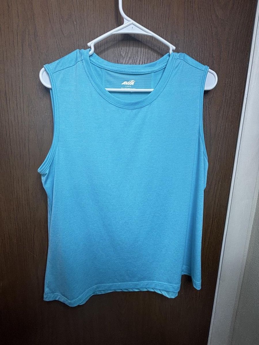 AVIA Women's Blue Activewear Tank Top - Size L, Lightweight & Breathable
