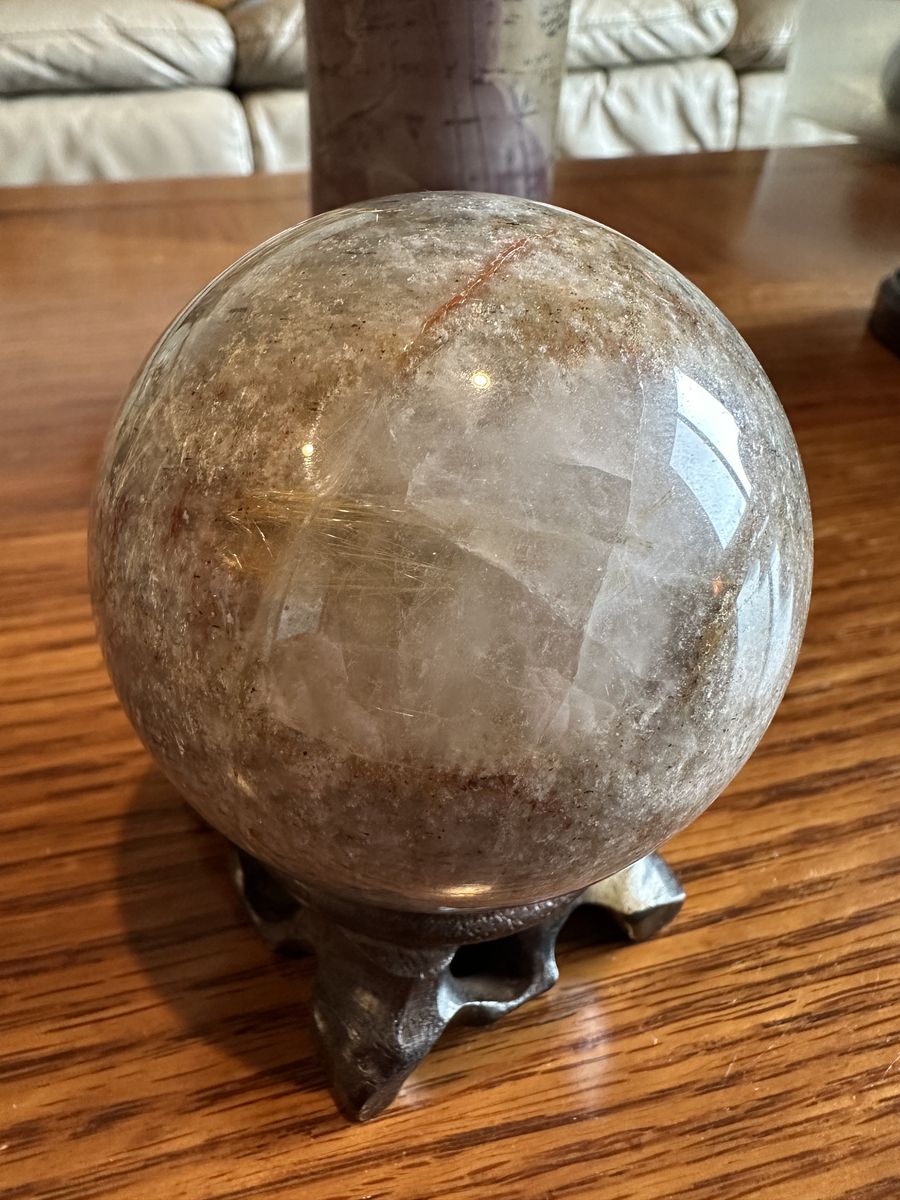 2 1/2" Diameter Garden Quartz Crystal Sphere w/ Golden Rutile