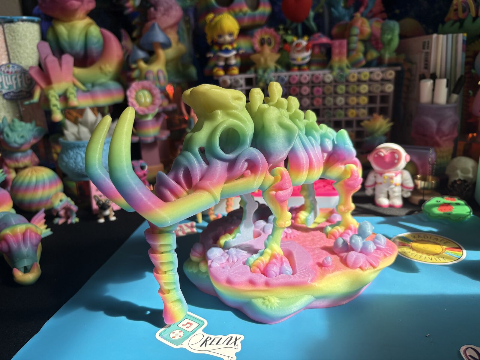 3D Printed Print Printing Rainbow Glow In The Dark Woolly Mammoth Dinosaur ADHD AUTISM Fidget Fidgets Toy Toys Dragon