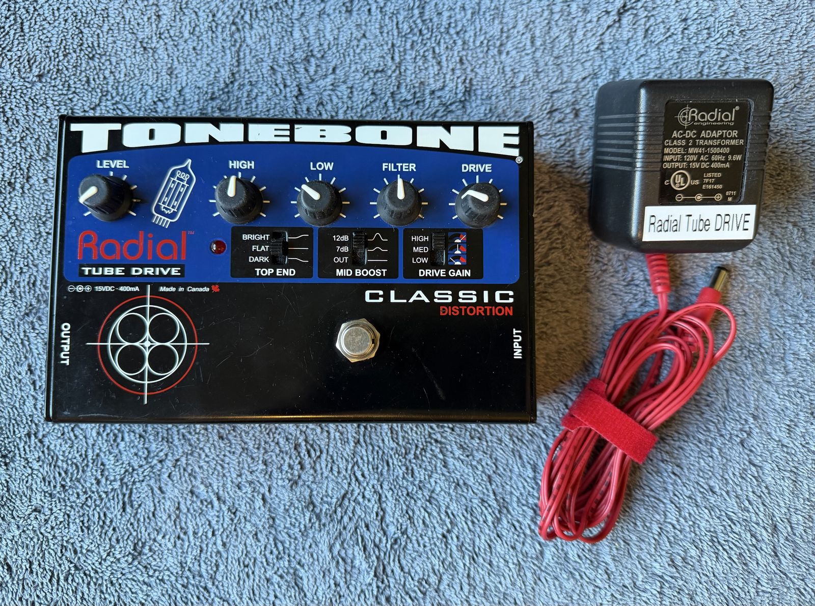 Radial Tonebone Classic Distortion Tube Drive Pedal with Original 15V Adapter