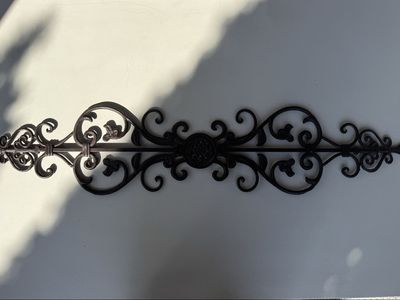 Wrought Iron Scroll Wall Decor 43" Vintage Style Black Metal Art Arrow Finial