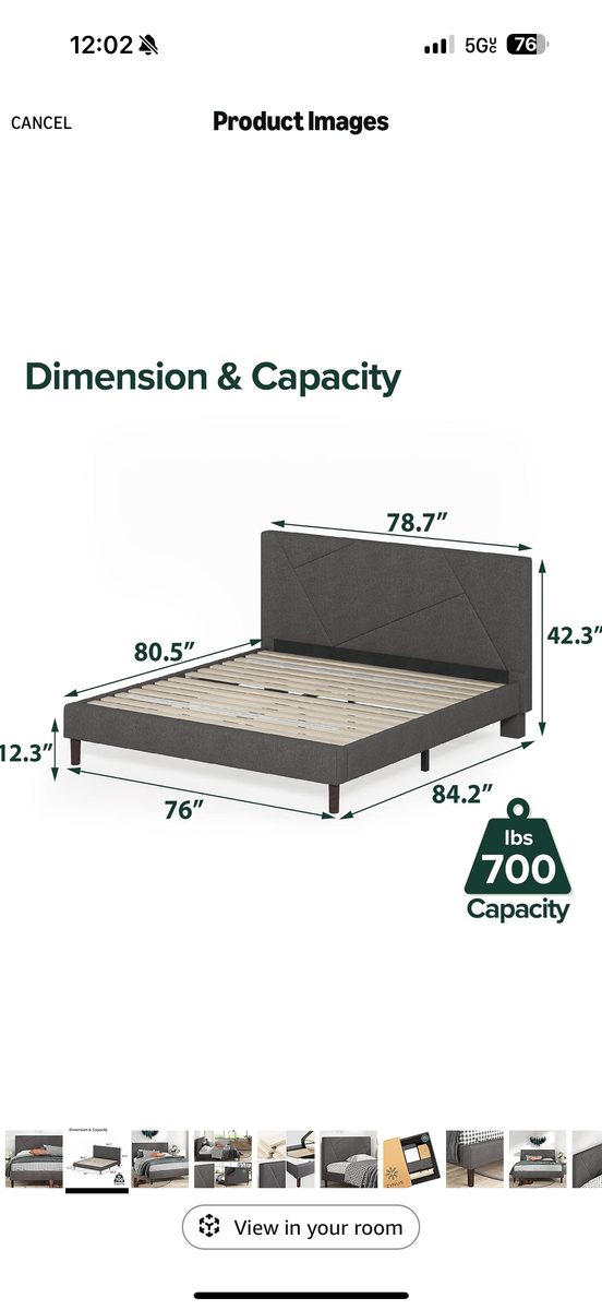 King size bed frame
