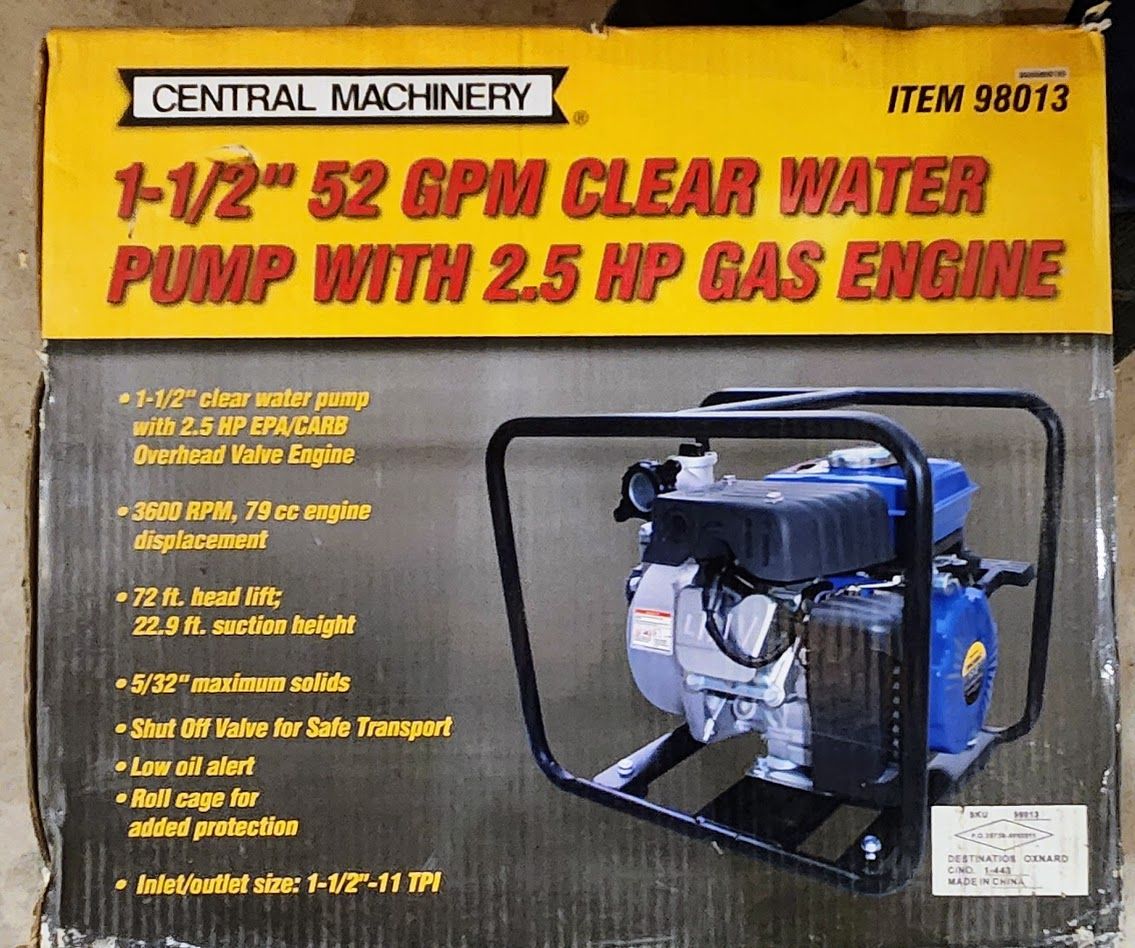 Water Pump with 2.5HP Gas Engine - NEW in Sealed Box