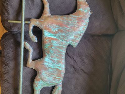 Vintage Copper Horse Weather Vane with Natural Verdigris Patina
