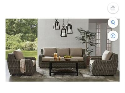 Member's Mark Athena 4-Piece Wicker Deep Seating Set with Sunbrella Fabric, Rocking Chairs & Sofa