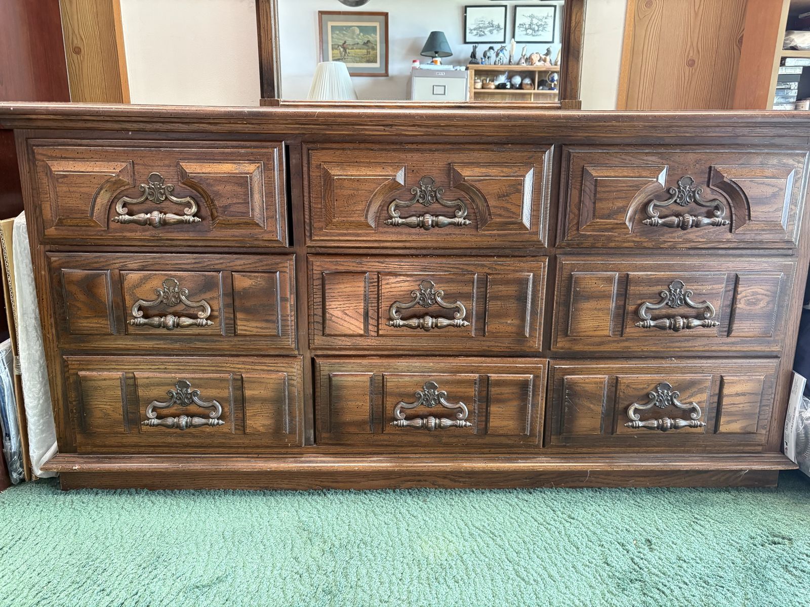 American Drew American Division 9-Drawer Dresser with Mirror, Traditional Wood Finish