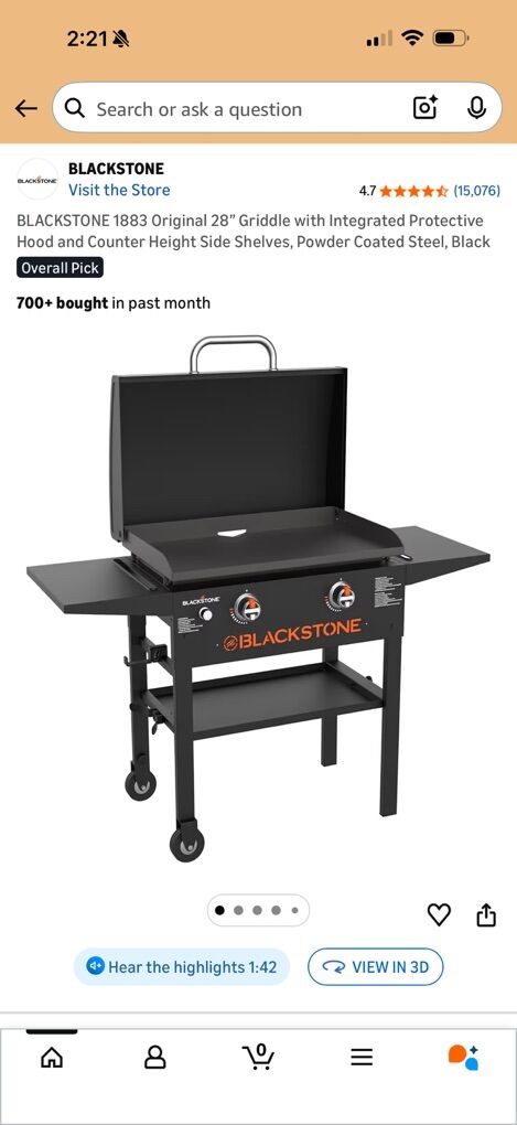 Blackstone 28 Griddle Station w/Hood