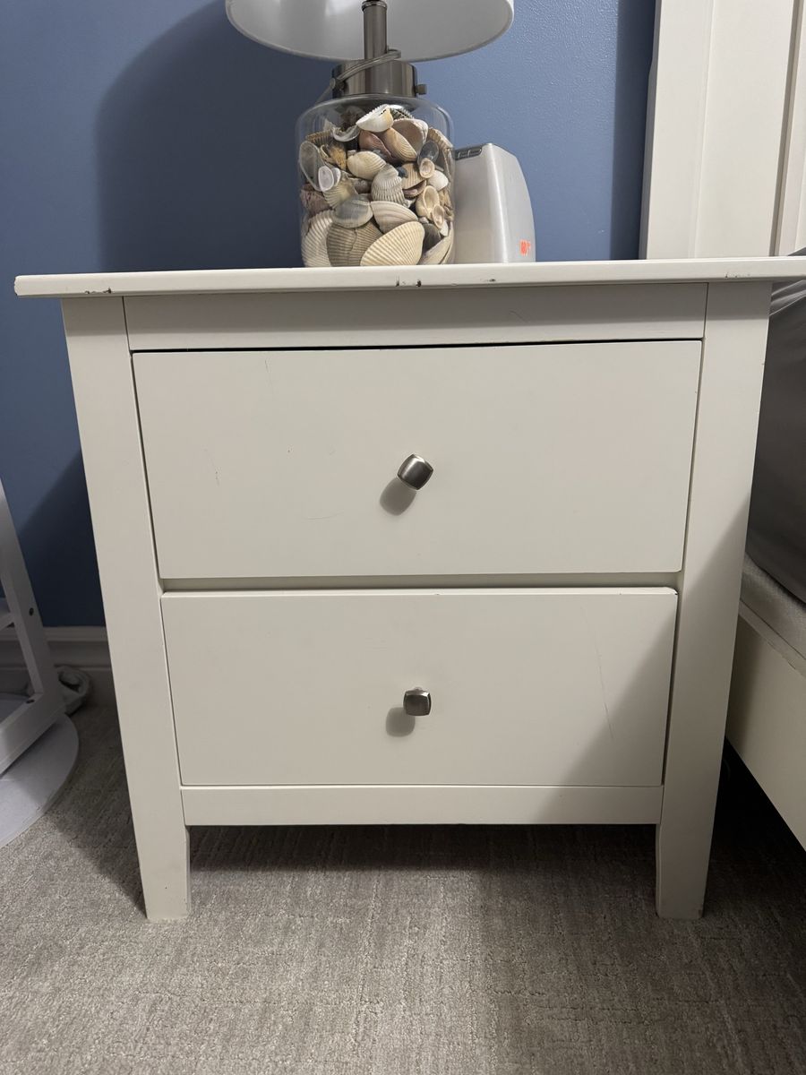 White Large Nightstands + free dresser