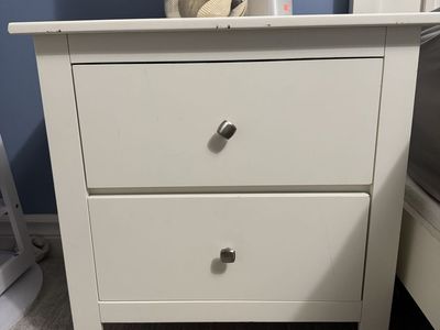 White Large Nightstands + free dresser