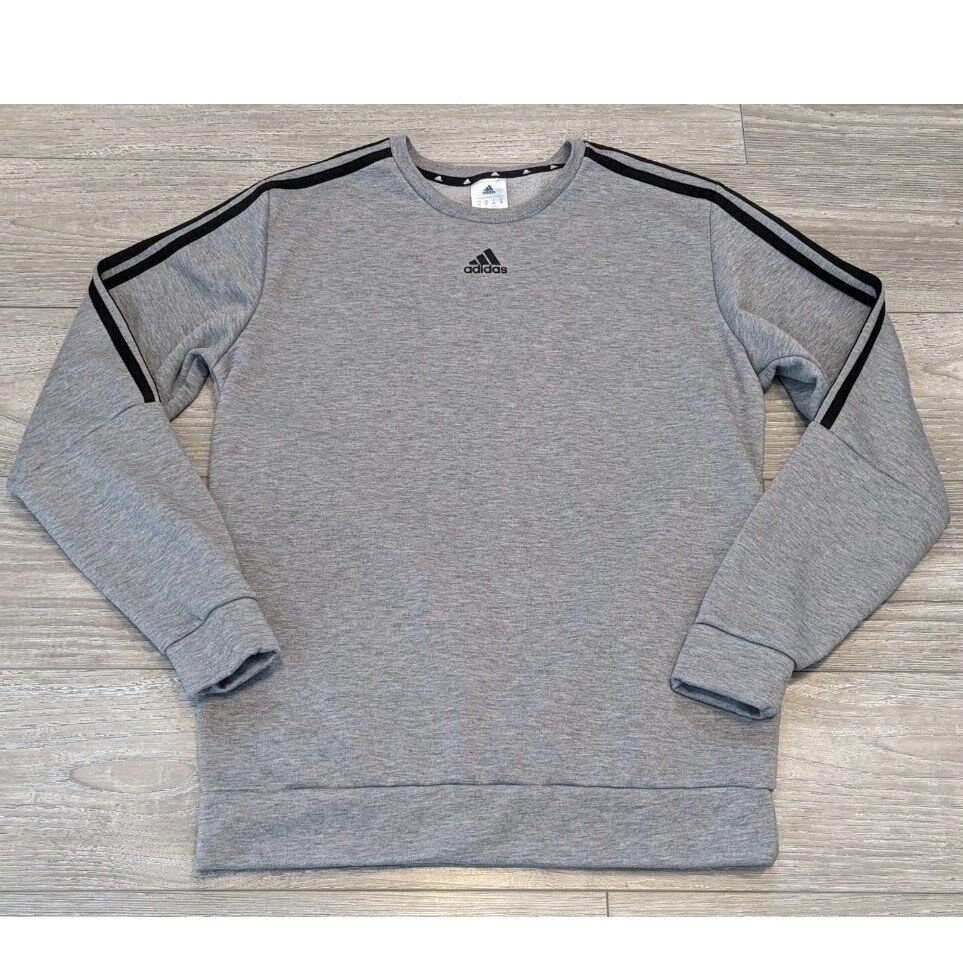 Adidas Medium Men's 3-Stripe Sweatshirt Gray