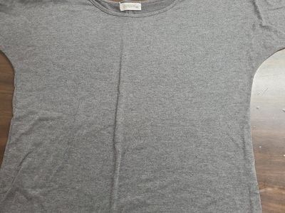 iGENJUN Grey Strappy Cold Shoulder Short Sleeve Top - Size S