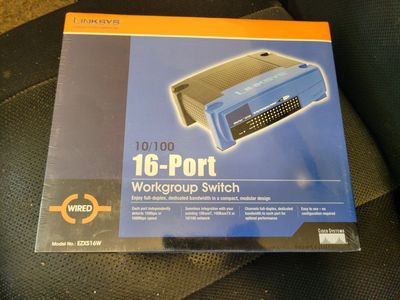Linksys EZXS16W 16-Port 10/100 Workgroup Switch - New, Sealed in Box.