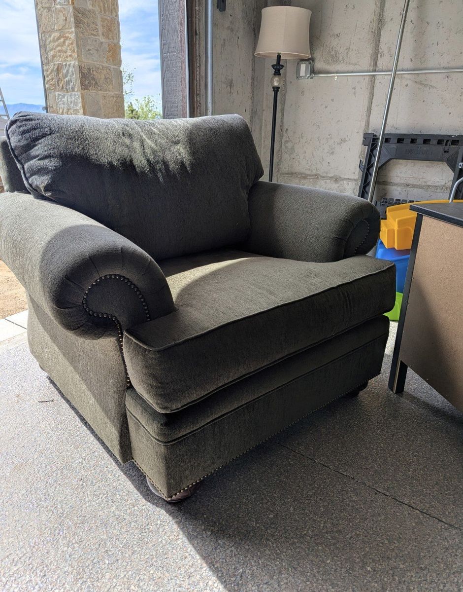 Traditional Fabric Armchair with Nailhead Trim