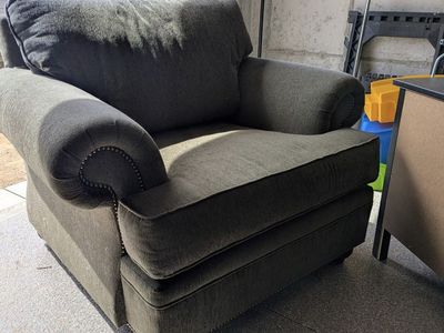 Traditional Fabric Armchair with Nailhead Trim