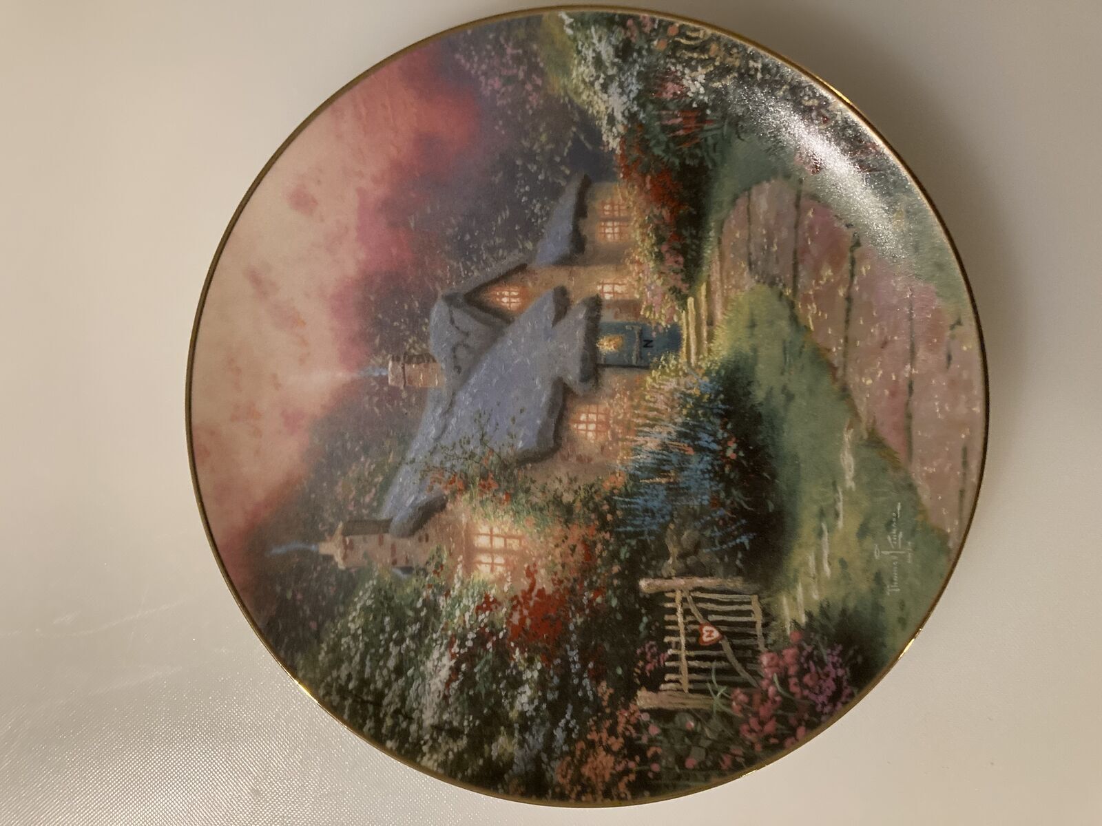 Vintage Thomas Kinkade "Rose Garden Cottage" Heirloom Porcelain Collectors Plate