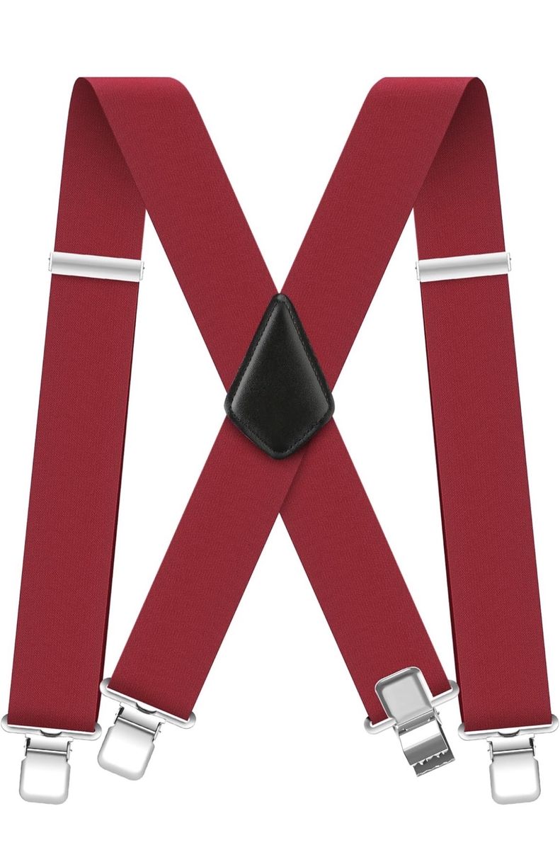Red X-back suspenders 2-inch wide