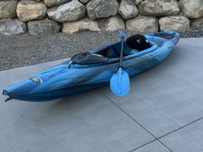 Pelican Blue 10 ft Sit-in Kayak with Paddle - Used, Great Condition