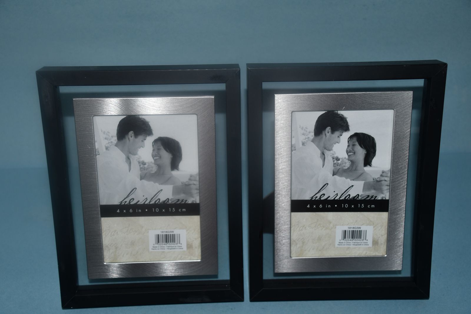 2 NEW BLACK & SILVER FRAMES ~ 7" x 9" ~ HOLDS 4" x 6" PICTURE ~ EASEL BACK ~ BOTH FOR $5