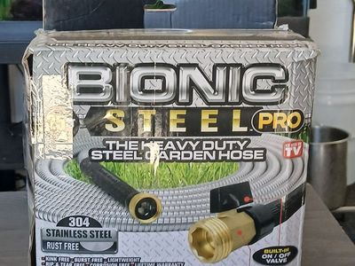 Bionic Steel Pro Heavy Duty 304 Stainless Steel Garden Hose w/ Brass Fittings - Kink, Burst, Rip & Tear Free- Section A