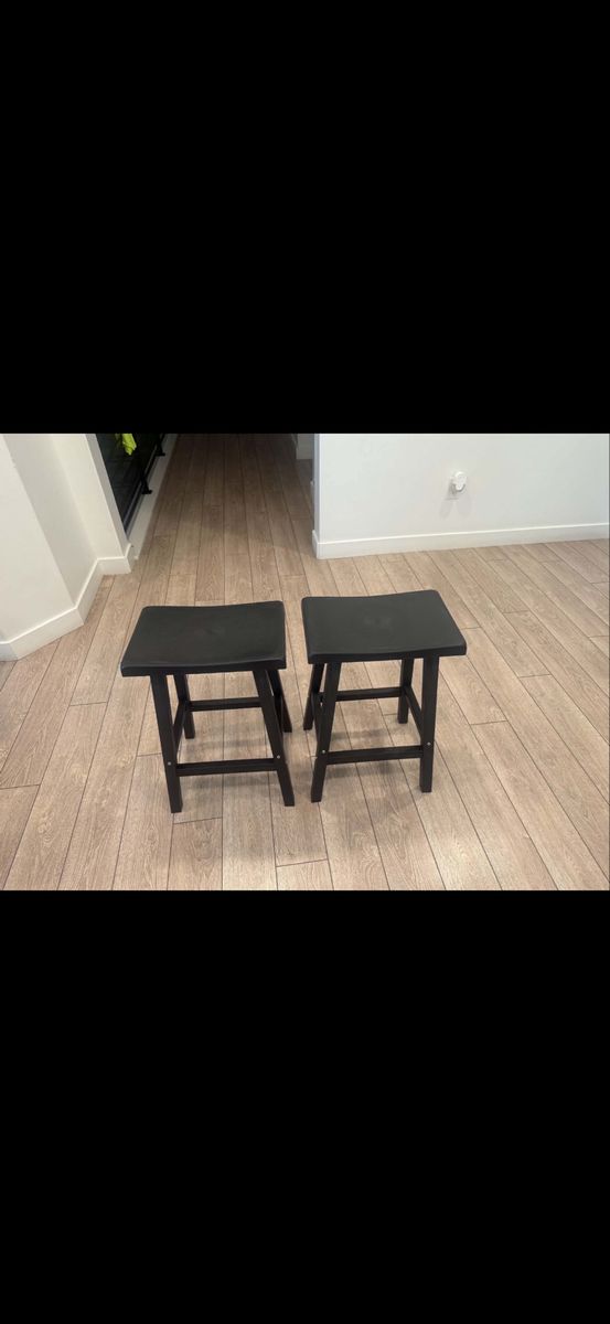 Pair of Black Wooden Saddle barstools Stools - Compact & Versatile Seating