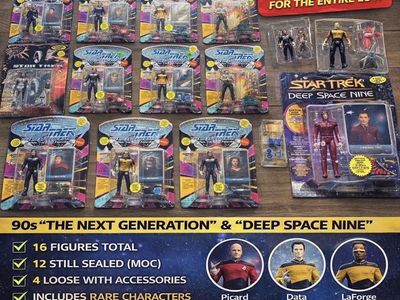 Vintage Star Trek Action Figure Collection - 16 Figures (12 Sealed, Rare Characters) TNG & DS9