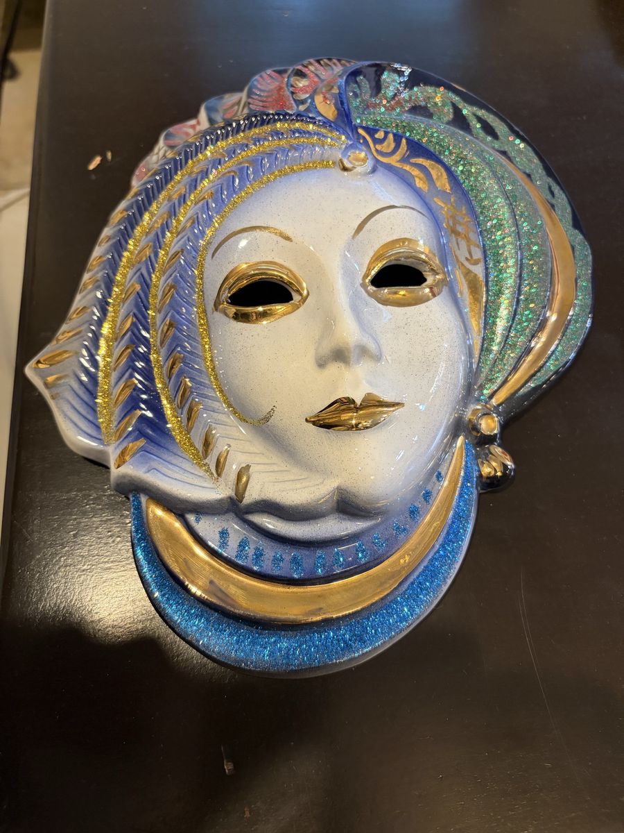 Venetian-style ceramic carnival wall mask