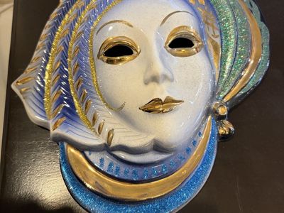 Venetian-style ceramic carnival wall mask