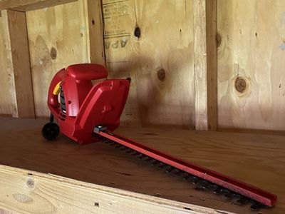 Electric Hedge Trimmer Red Yard Tool Used