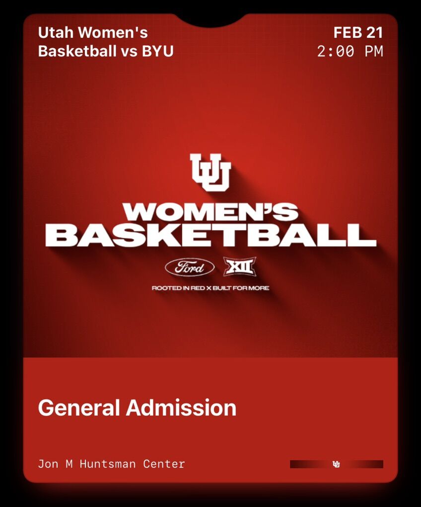 1 Utah Utes Womens Basketball GA ticket