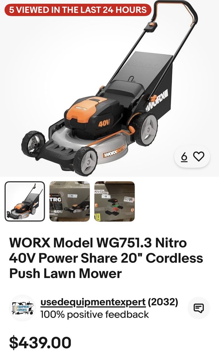 Word Nitro 40V Power Share Cordless Lawnmower* New without box or tags
