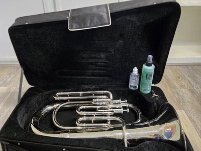 Silver Marching Baritone / Euphonium with Case and Valve Oil
