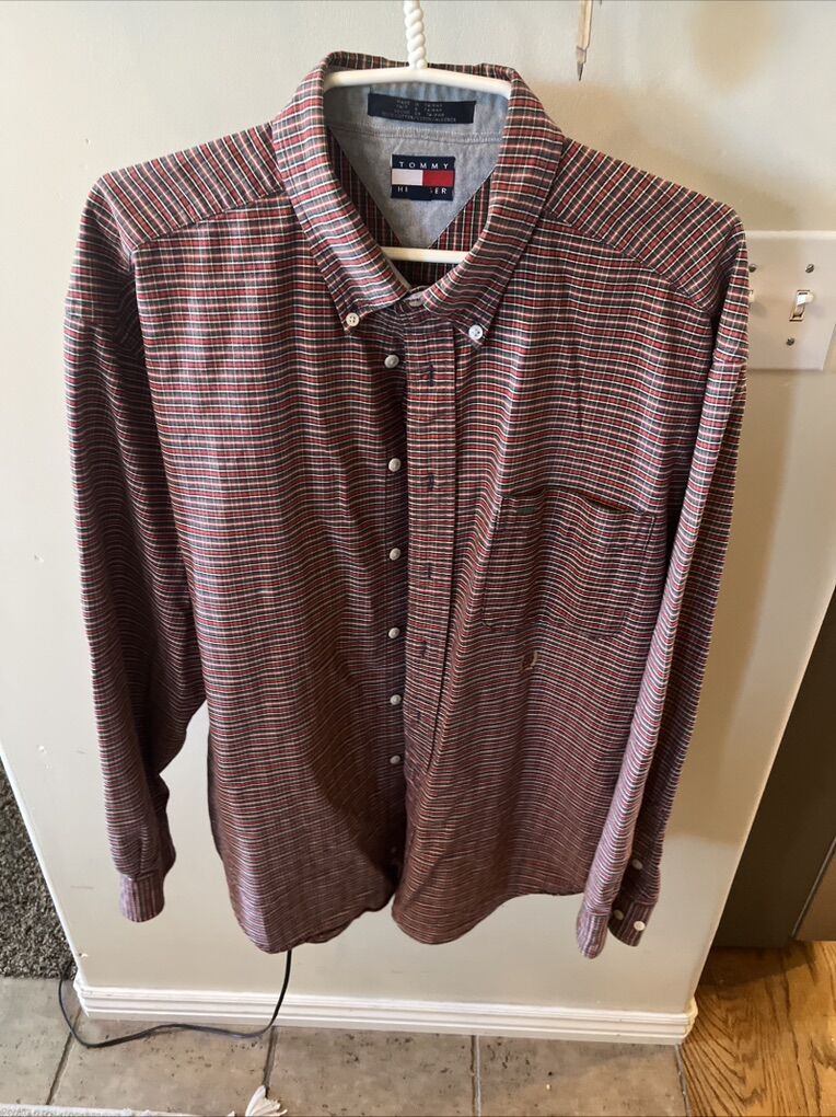 Tommy Hilfiger Mens Long Sleeve Plaid Shirt XL/XG