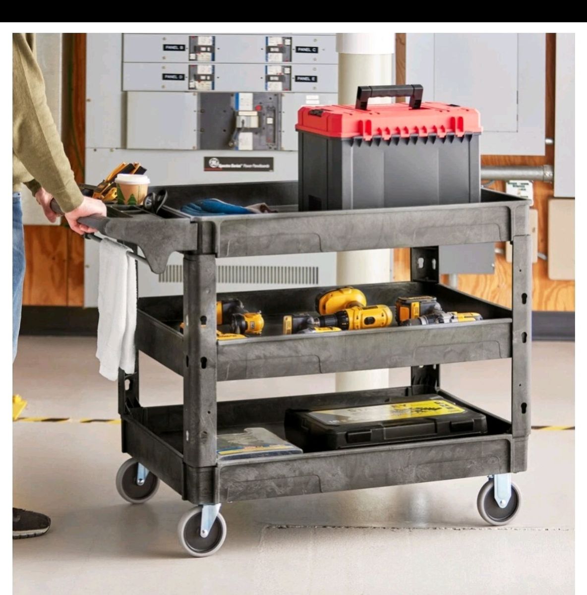 Lavex Flat Top 3-Shelf Utility Cart