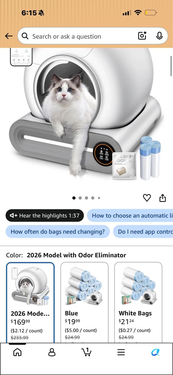 Automatic Self-Cleaning Cat Litter Box with Odor Eliminator