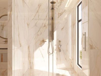 Murano Economy 44-48 inch W x 76 inch H Frameless Sliding Shower Door, Bathroom Glass Door 5/16" (7.9mm) Clear SGCC Tempered Gla