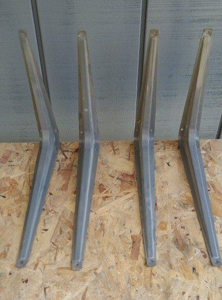 Set of 4 Heavy Duty Metal Shelf Brackets - Gray Metal Support Brackets