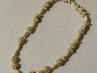 Hand-Carved Bone Rose Necklace – Vintage Boho - $15 OBO