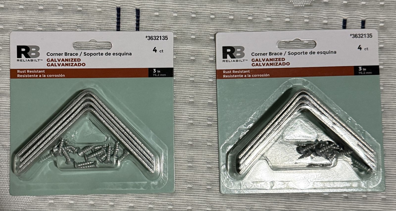 Reliabilt 3-Inch Galvanized Corner Brace 4ct Set of 2