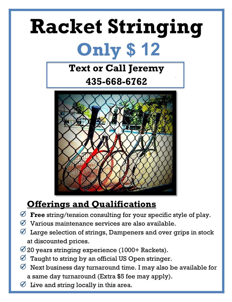 Tennis & Racketball Racket Stringing!