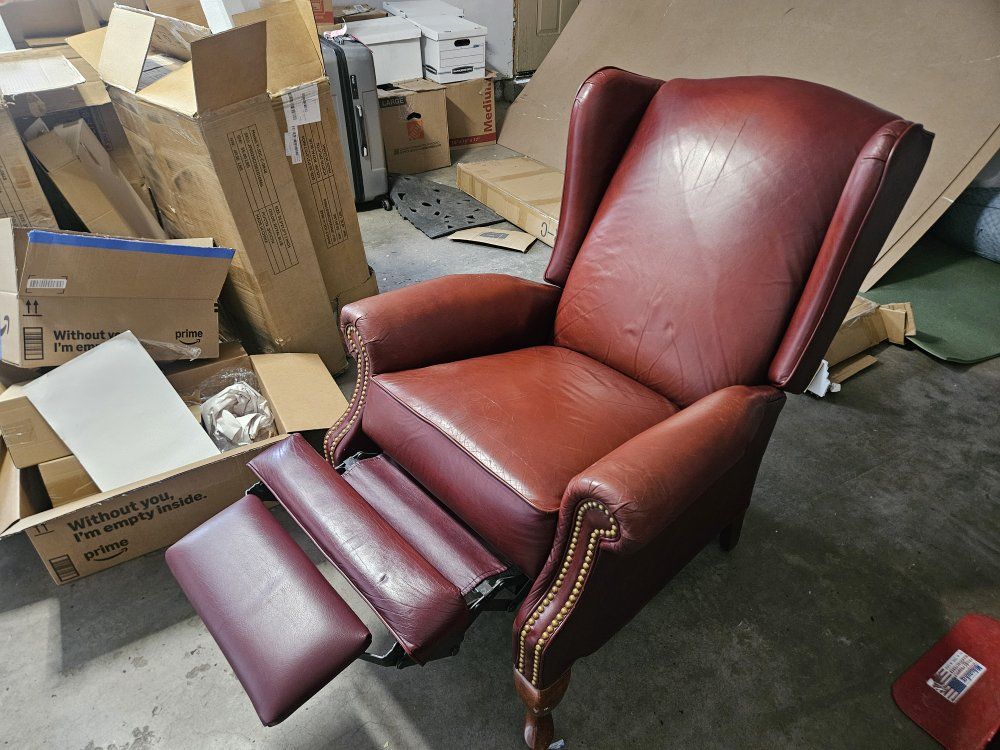 Red Leather Wingback Recliner