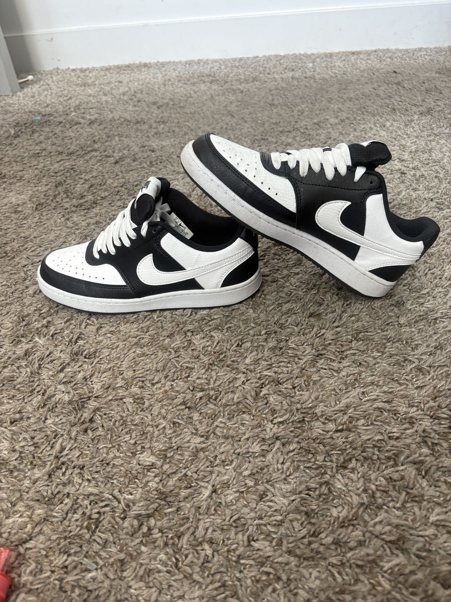 Nike Court Vision Low Black and White Sneakers Women's Size 7